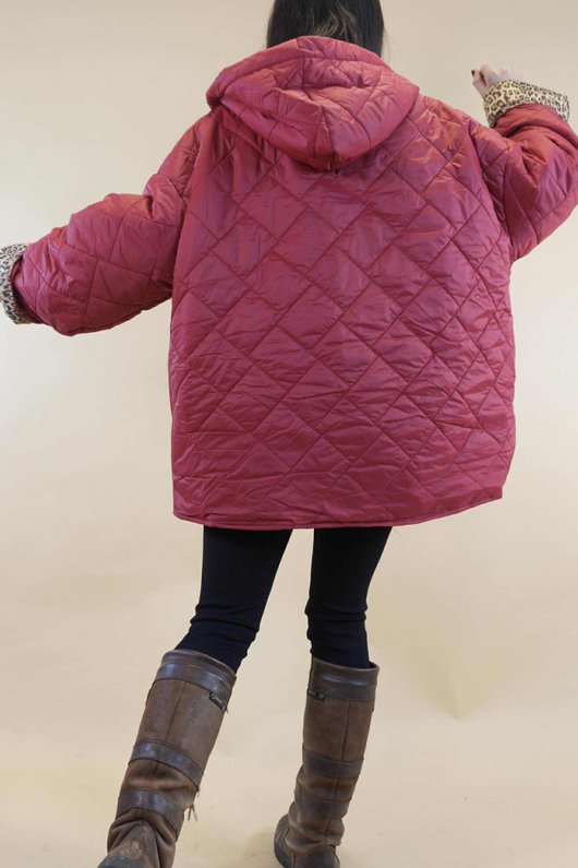 Chester Hooded Short Padded Coat Wine 