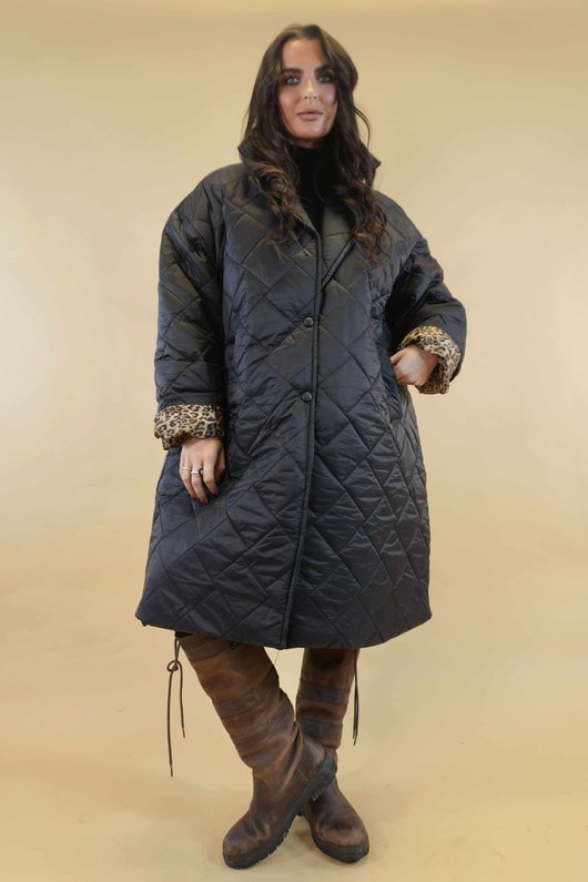 Chester Lapel Long Padded Coat Black 