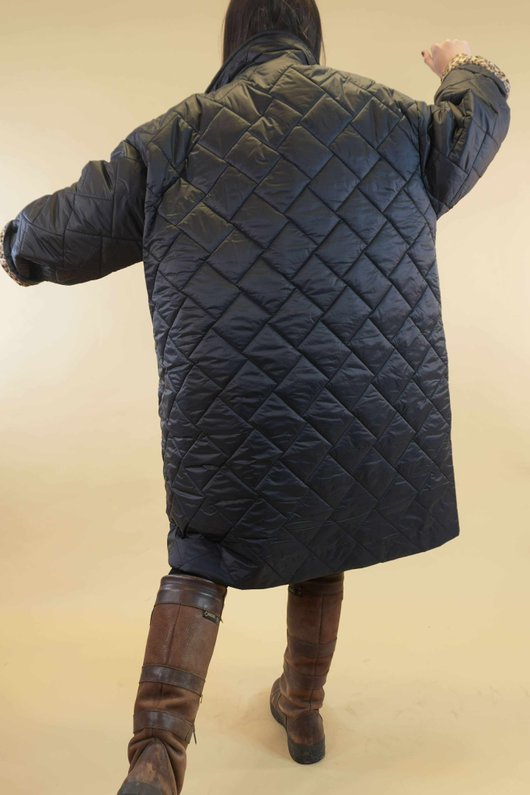 Chester Lapel Long Padded Coat Black 