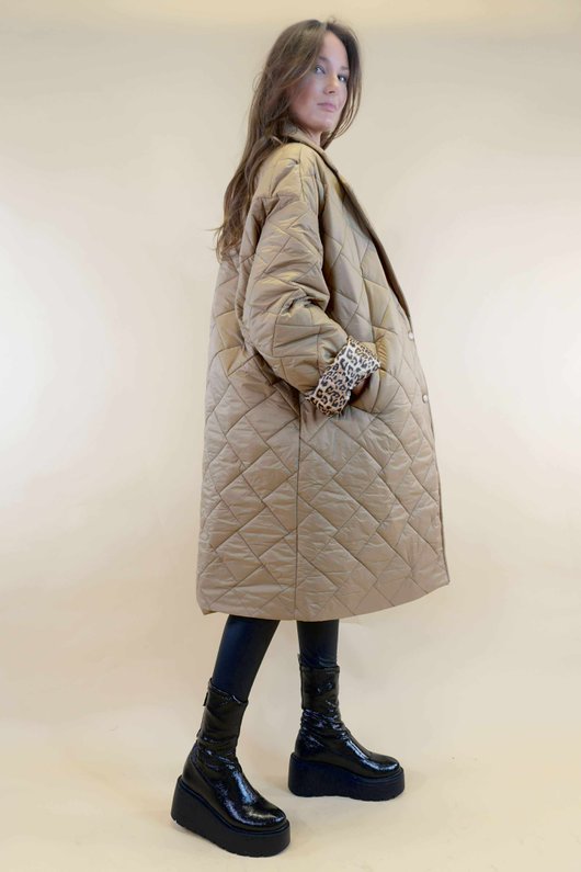 Chester Lapel Long Padded Coat Camel ' /42=