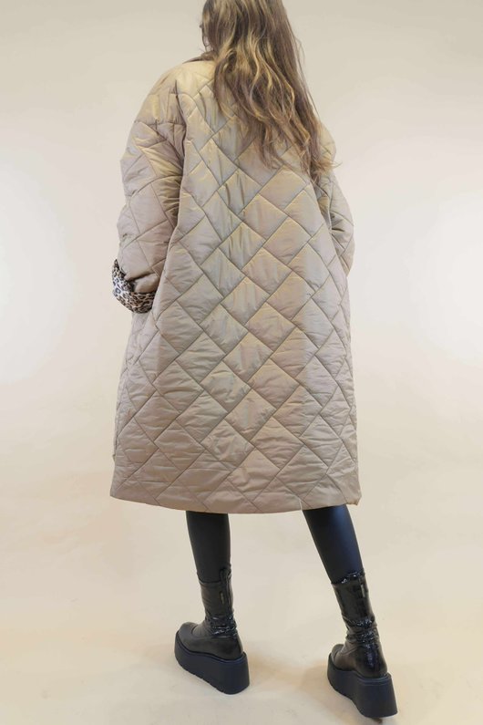 Chester Lapel Long Padded Coat Camel 