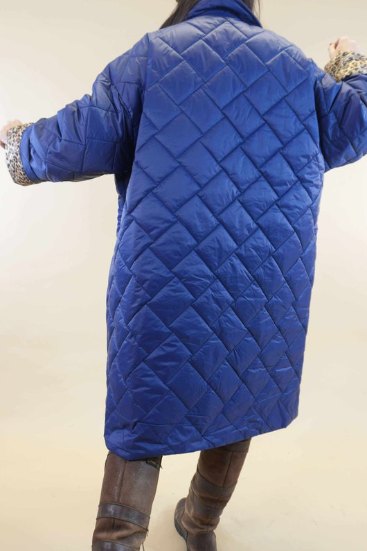 Chester Lapel Long Padded Coat Royal Blue 