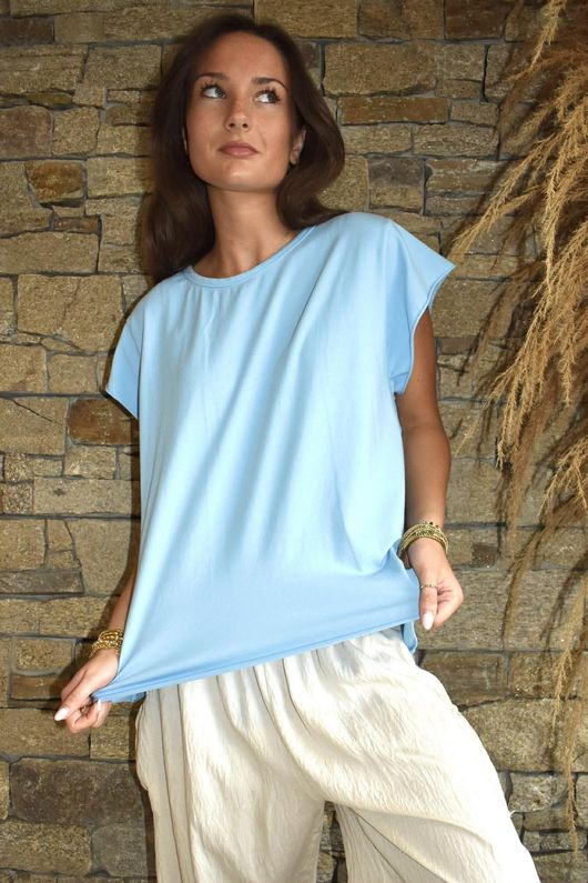  Classic Cotton Cap Sleeve Tee Baby Blue /4