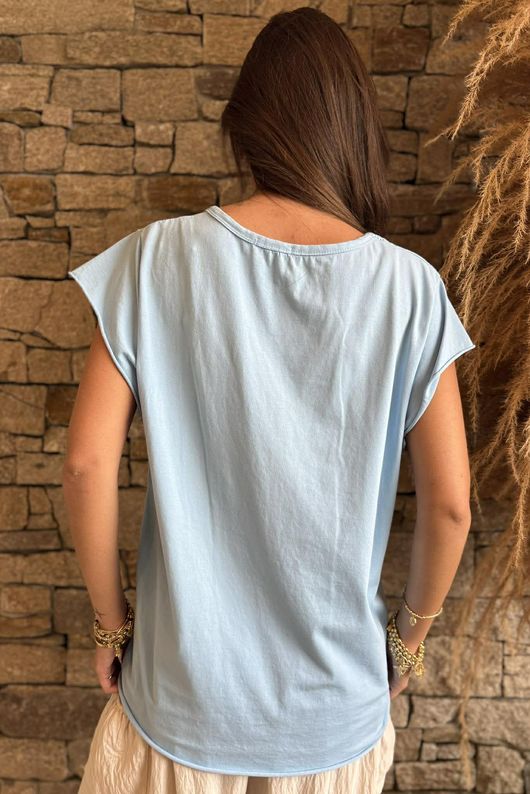  Classic Cotton Cap Sleeve Tee Baby Blue