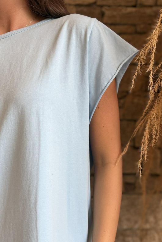  Classic Cotton Cap Sleeve Tee Baby Blue