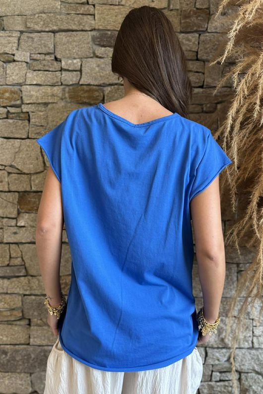  Classic Cotton Cap Sleeve Tee Cobalt 