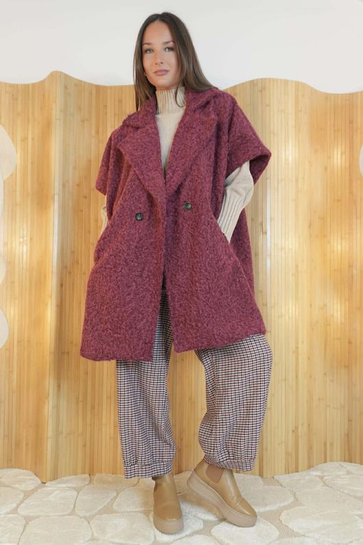 Norbury Claudia Cap Sleeve Coat Burgundy - 