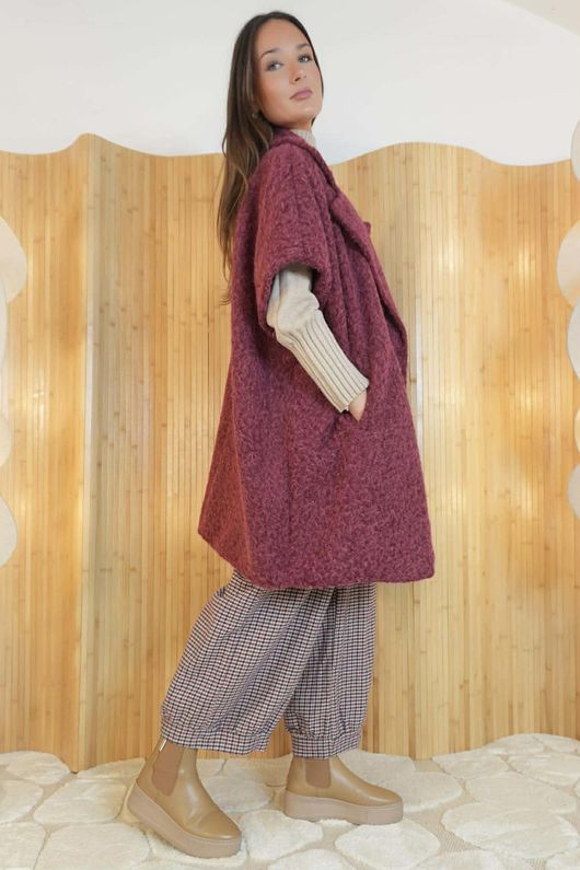 Claudia Cap Sleeve Coat Burgundy 