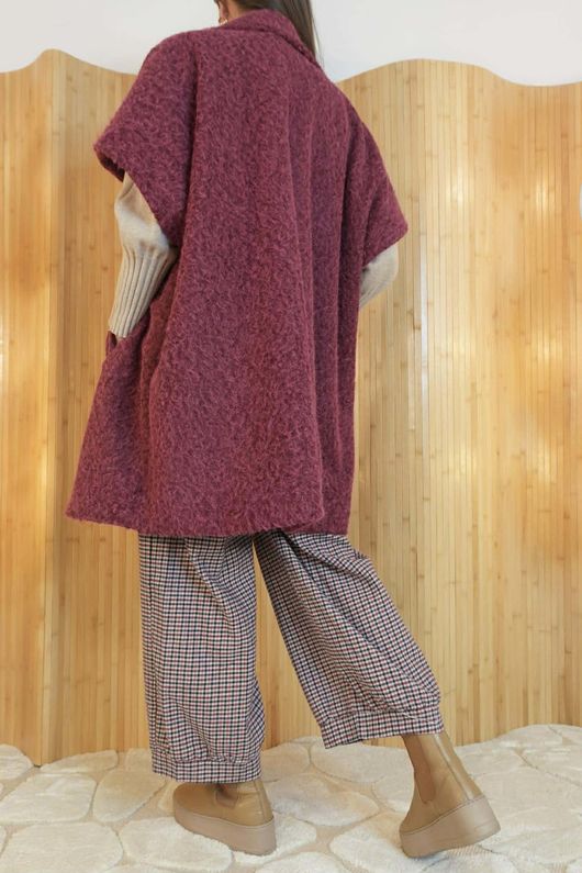 Claudia Cap Sleeve Coat Burgundy 