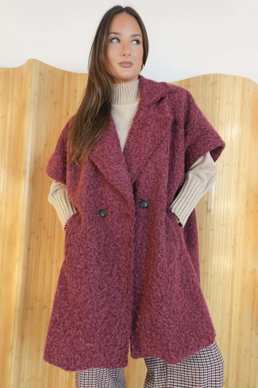 Claudia Cap Sleeve Coat Burgundy 
