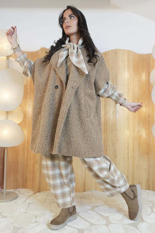 Claudia Cap Sleeve Coat Camel 