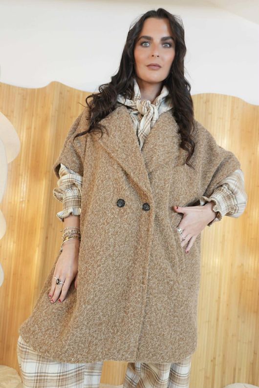 Claudia Cap Sleeve Coat Camel 