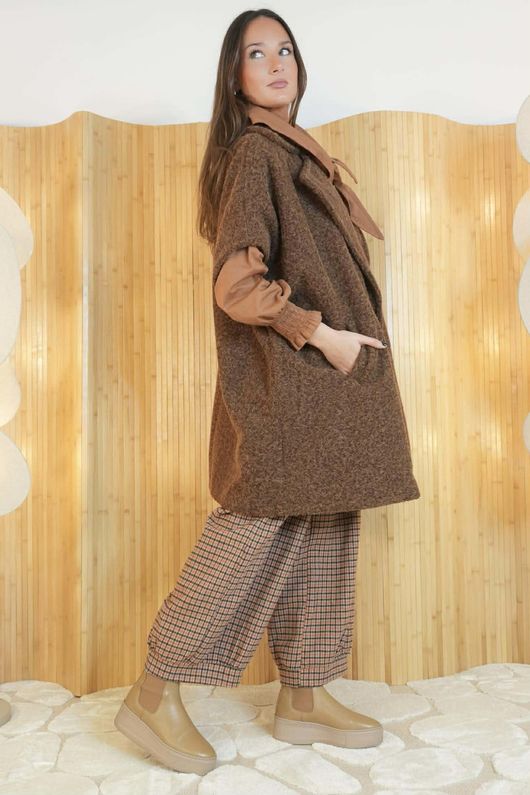Claudia Cap Sleeve Coat Chocolate 