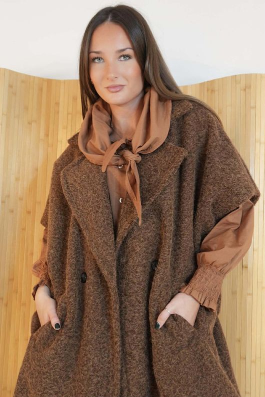 Claudia Cap Sleeve Coat Chocolate 