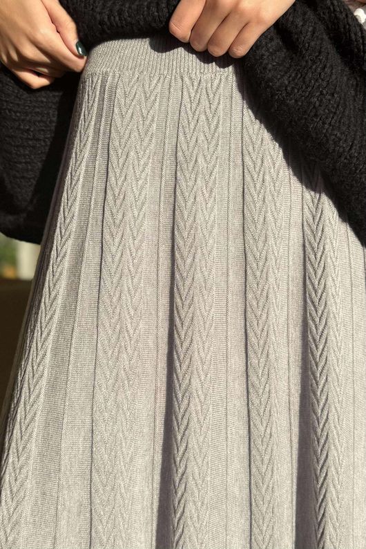 Claudia Stretch Knit Skirt Grey