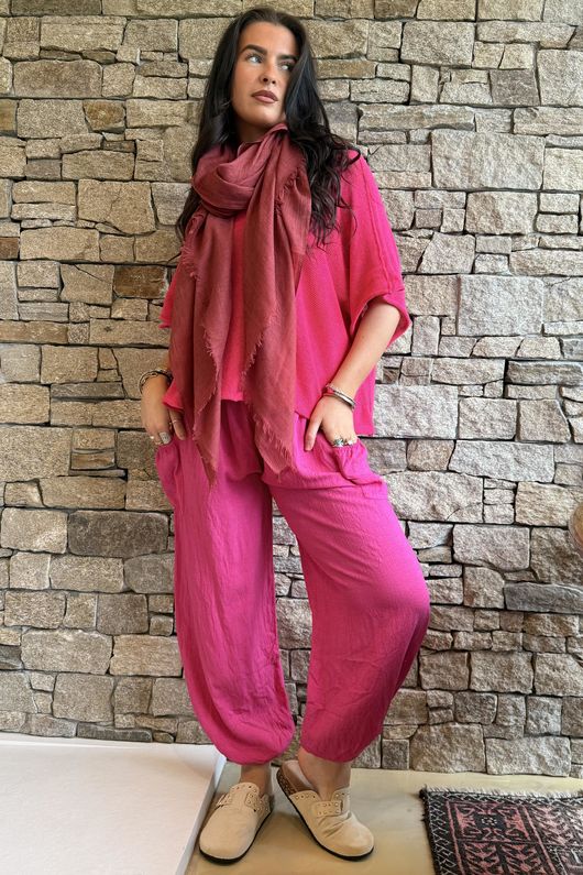 Conrad Box Cotton Knit Hot Pink 