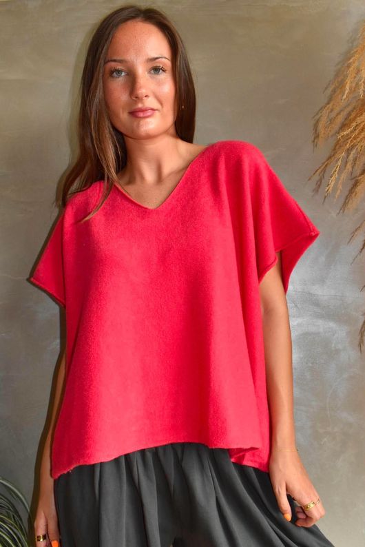 Conrad Cap Sleeve Tank Carmine