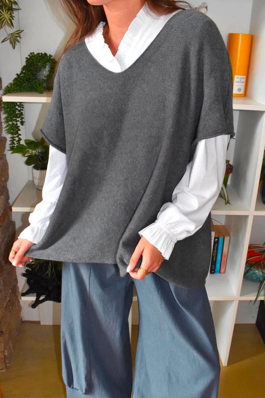 Conrad Cap Sleeve Tank Dark Grey Marl