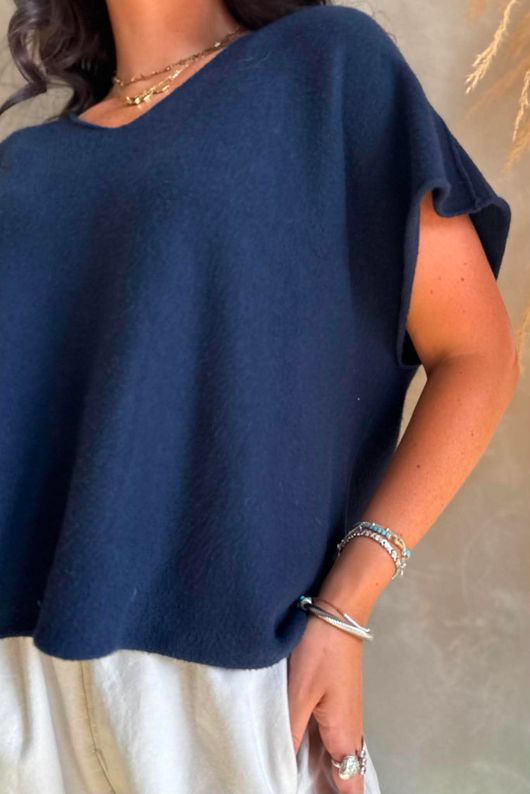 Conrad Cap Sleeve Tank Navy