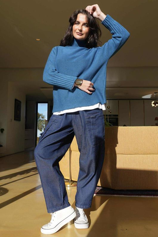 Conrad Classic Turtle Neck Knit Lagoon 