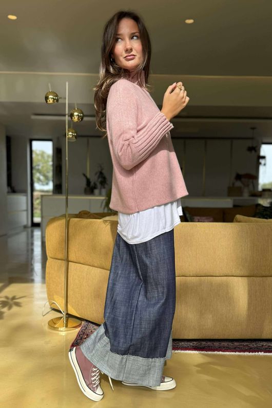 Conrad Classic Turtle Neck Knit Rose Marl /15=