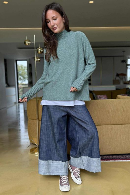 Conrad Classic Turtle Neck Knit Sage Marl /15=