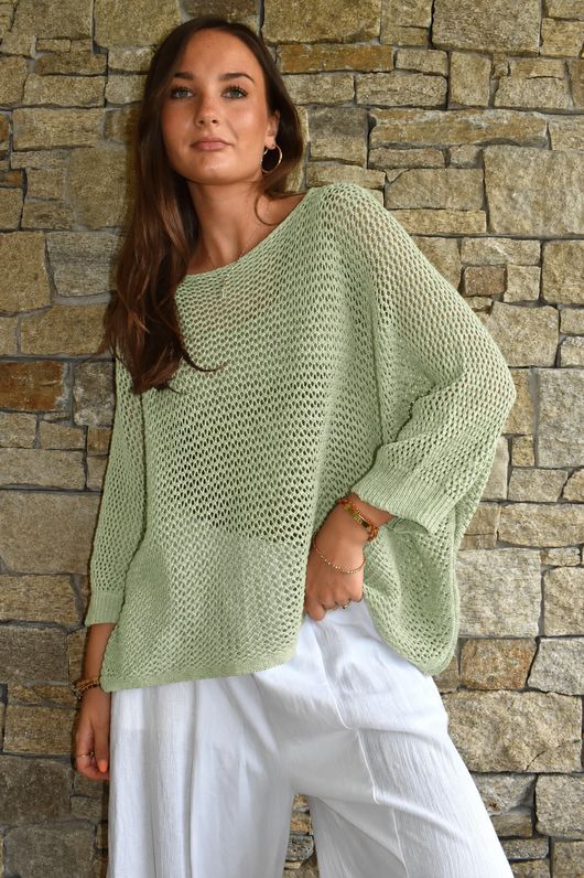 Conrad Grunge Loose Cotton Knit Soft Olive
