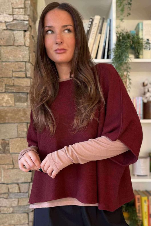 Conrad Layer Knit Burgundy /5=