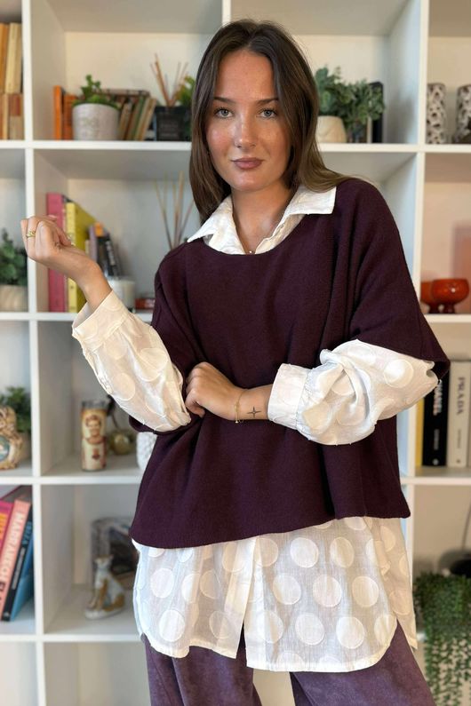 Conrad Layer Knit Damson