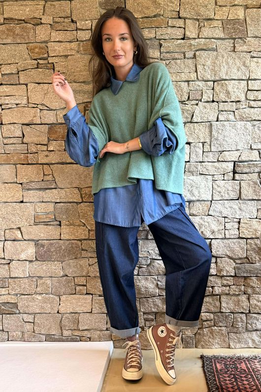 Conrad Layer Knit Deep Sage Marl - *