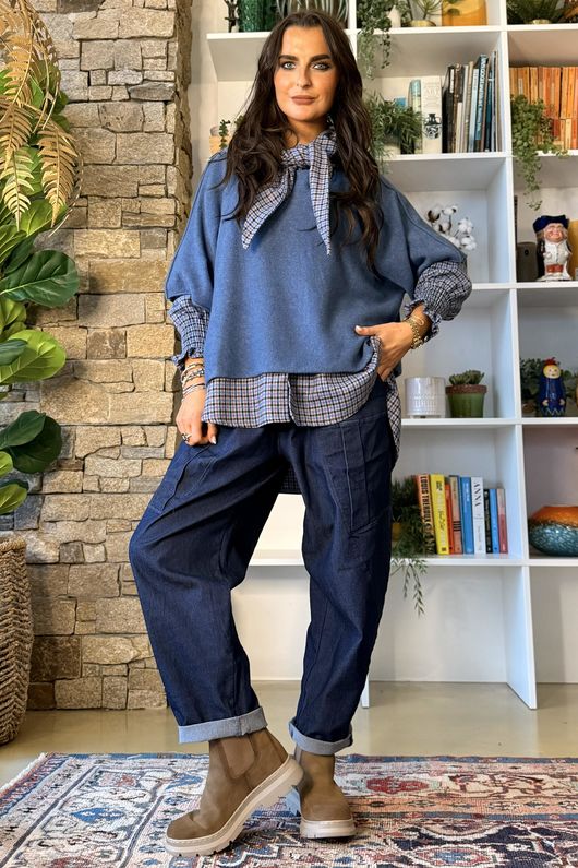 Conrad Layer Knit Denim Marl 