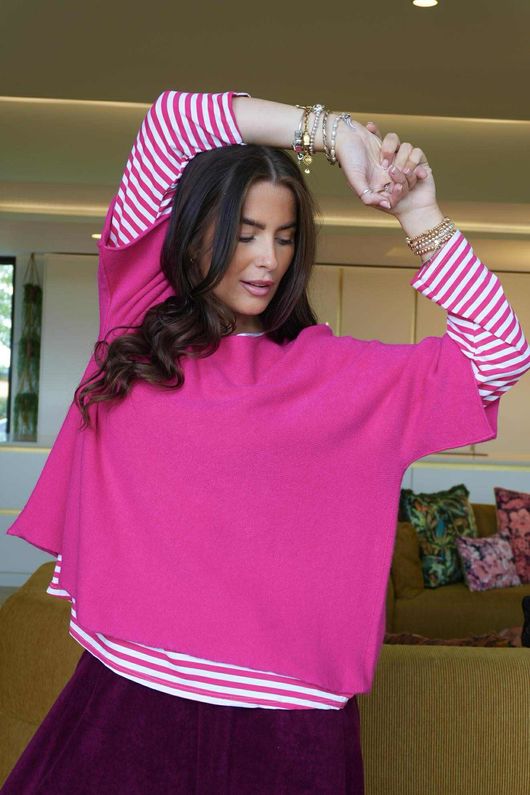 Conrad Layer Knit Hot Pink 