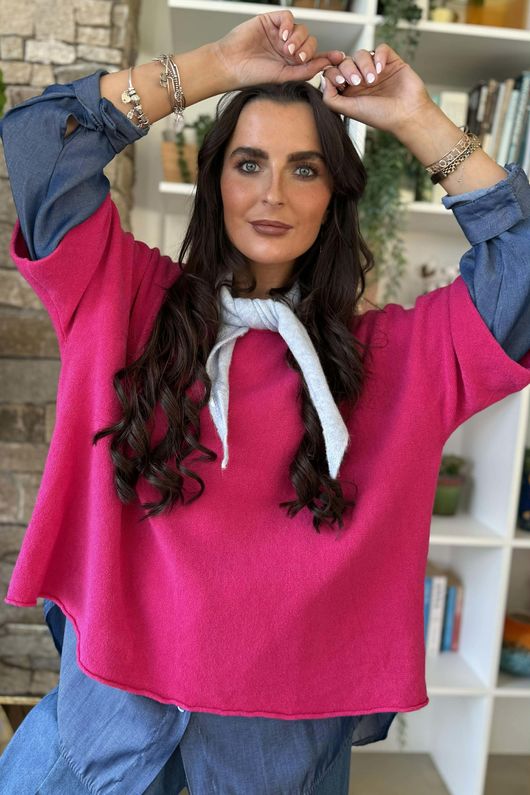 Conrad Layer Knit Hot Pink 