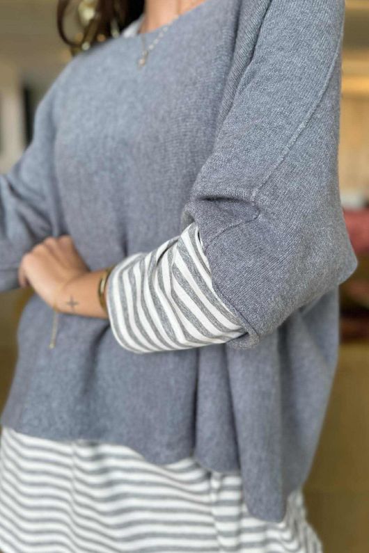Conrad Layer Knit Mid Grey Marl
