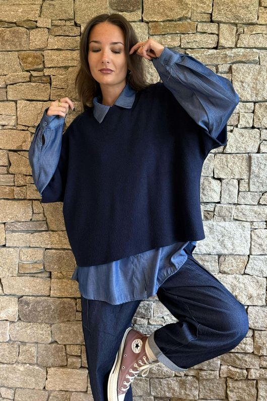 Conrad Layer Knit Navy /5=