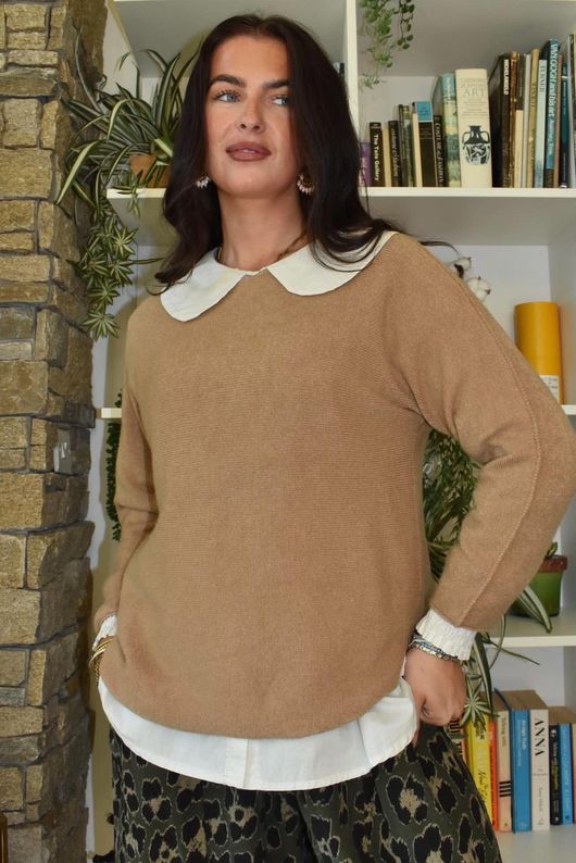 Conrad Round Neck Skim Knit Camel