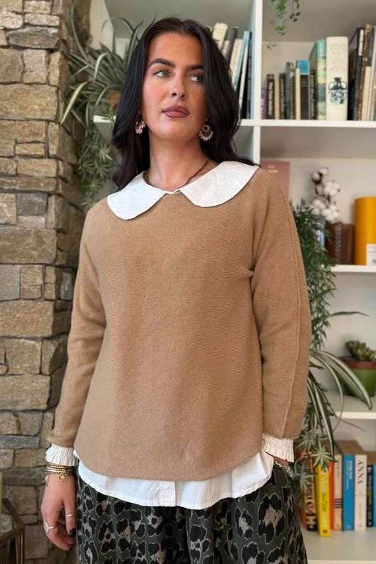 Conrad Round Neck Skim Knit Camel