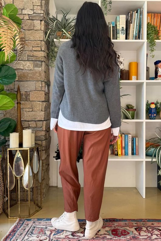 Conrad Round Neck Skim Knit Dark Grey Marl