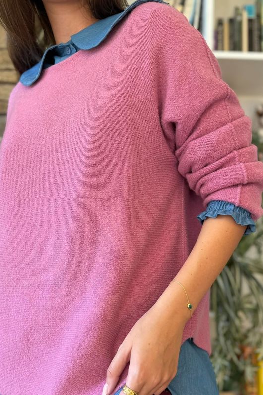 Conrad Round Neck Skim Knit Indian Pink