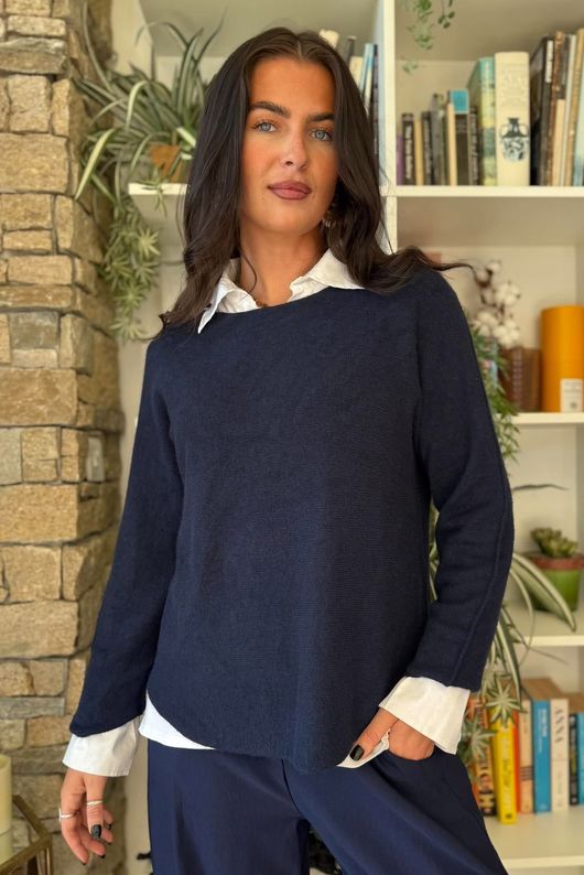 Conrad Round Neck Skim Knit Navy