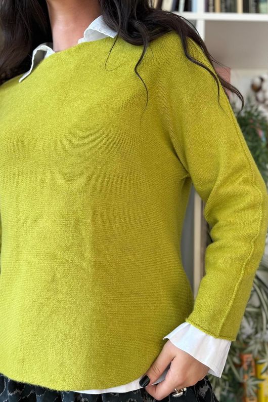 Conrad Round Neck Skim Knit Olive Zing