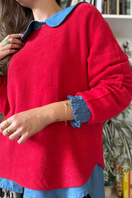 Conrad Round Neck Skim Knit Rouge
