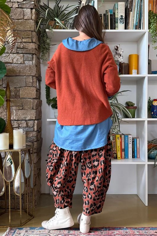 Conrad Round Neck Skim Knit Rust
