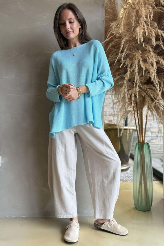 Conrad Slouch Cotton Knit Aqua 