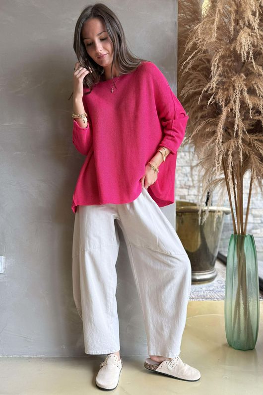 Conrad Slouch Cotton Knit Hot Pink 