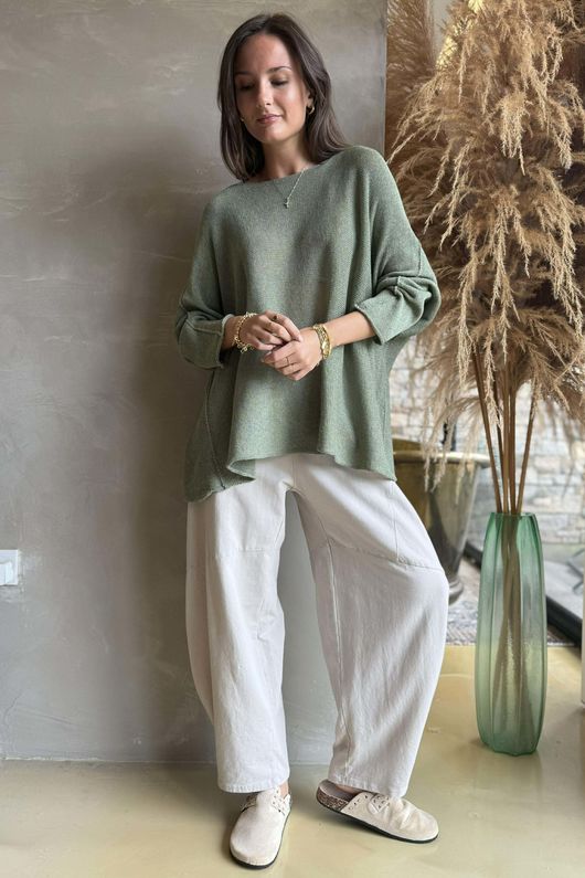 Conrad Slouch Cotton Knit Khaki 