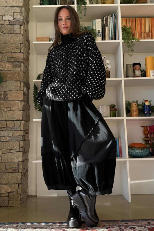 Cooper Needlecord Panel Bloom Pant Black