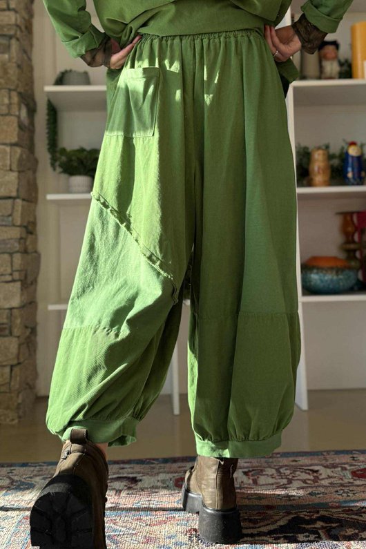 Cooper Needlecord Panel Bloom Pant Olive Zing