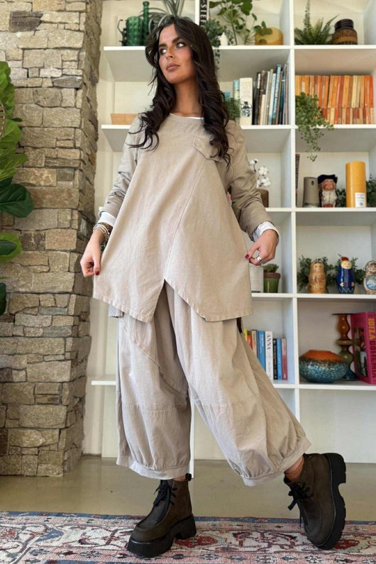 Cooper Needlecord Panel Bloom Pant Stone