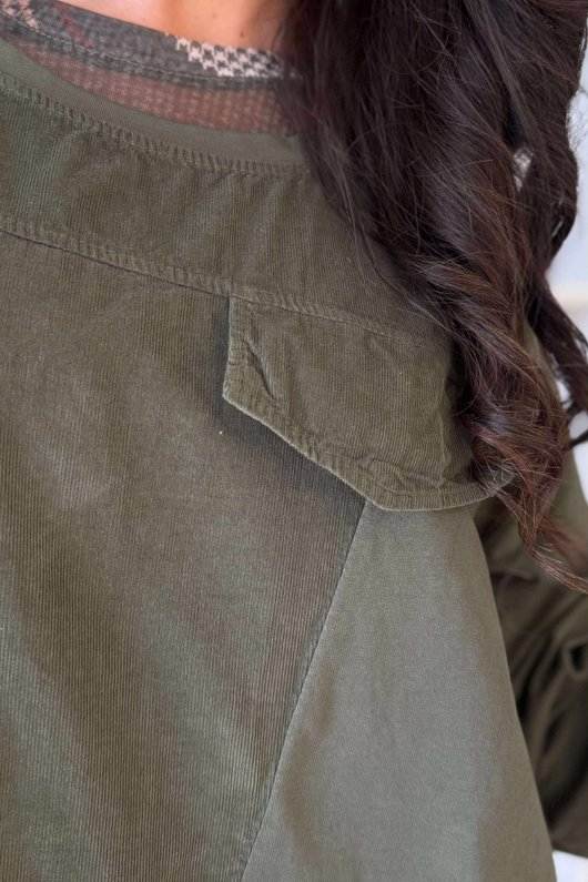 Cooper Needlecord Panel Top Deep Moss